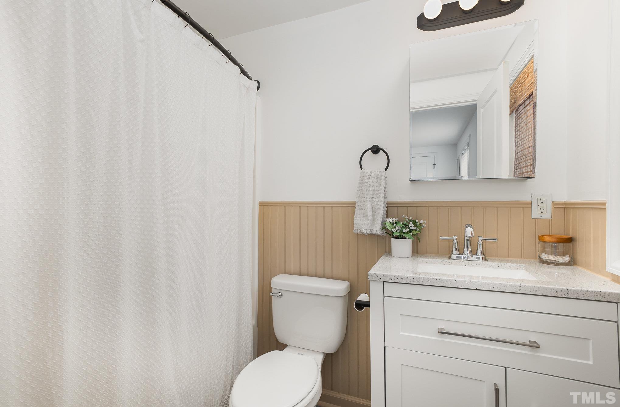 710 Tyler Road Raleigh, NC 27604 - Photo 15 of 27 a bathroom with a toilet sink and mirror