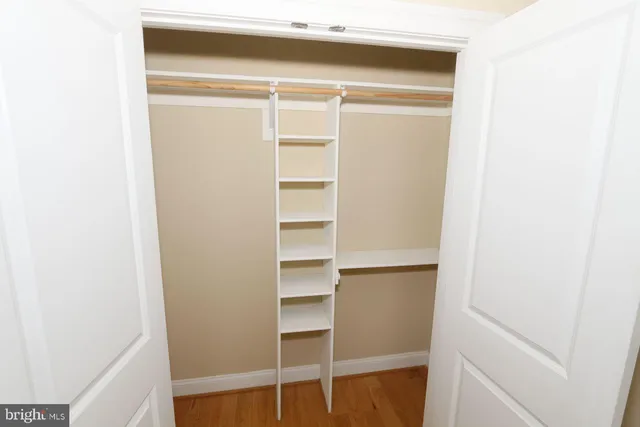a view of an empty walk in closet