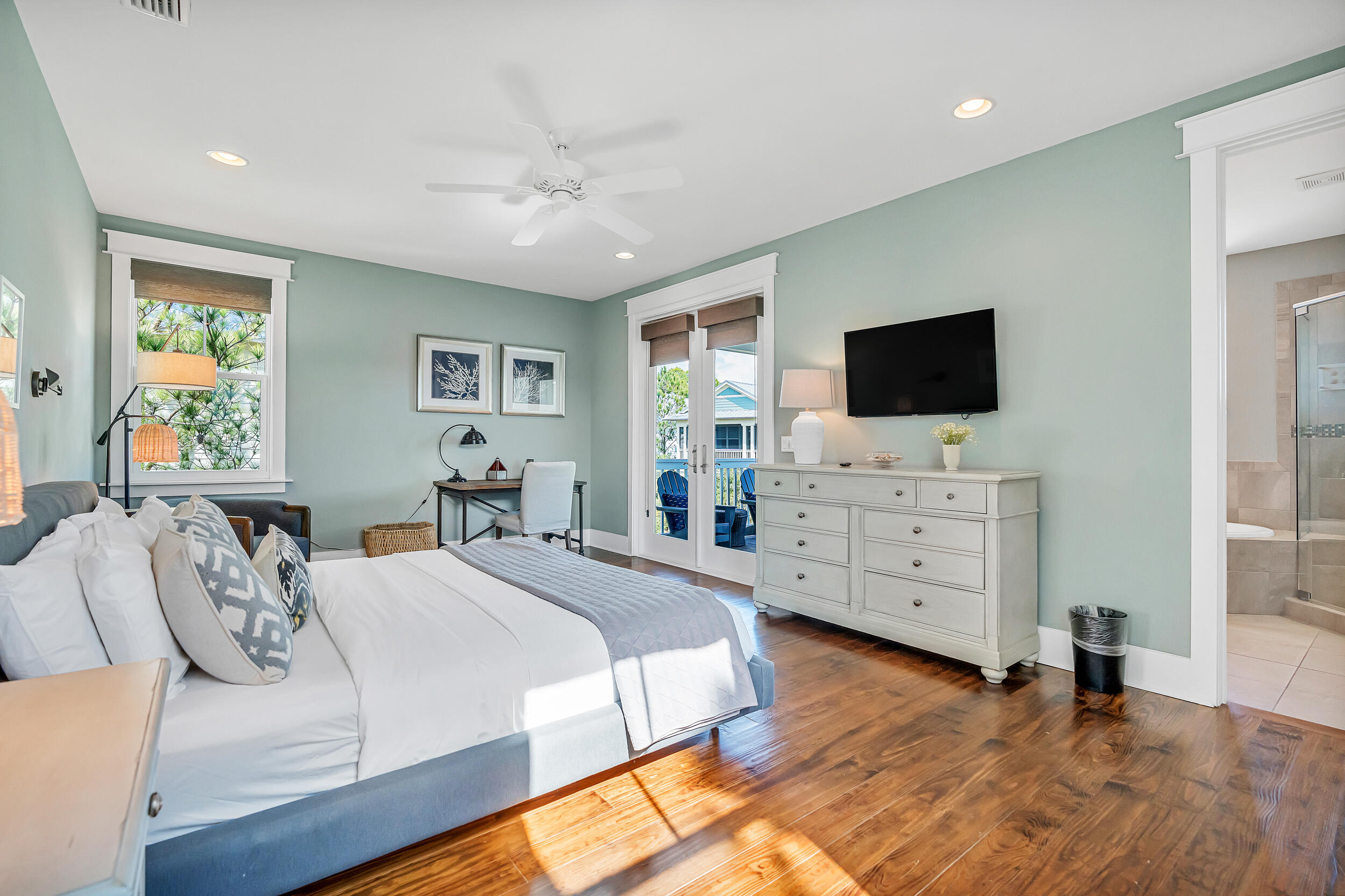 654 Flatwoods Forest Loop Santa Rosa Beach, FL 32459 - Photo 30 of 53 a bedroom with a bed and a flat screen television