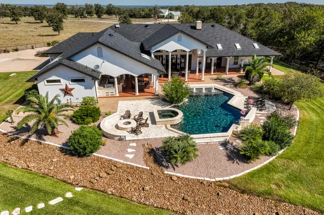 an aerial view of a house