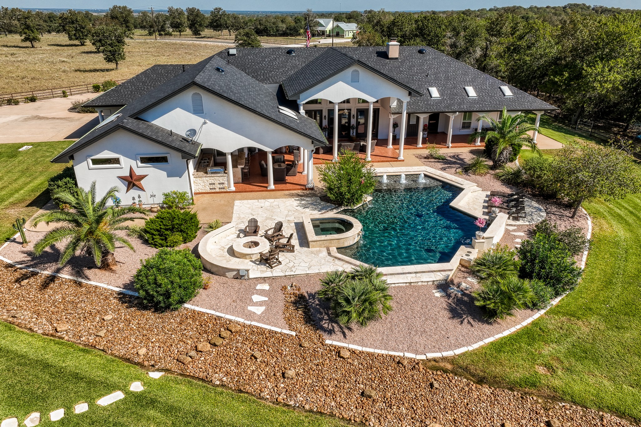 an aerial view of a house