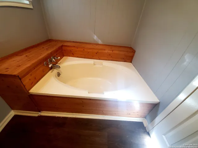 a bathroom with a bathtub