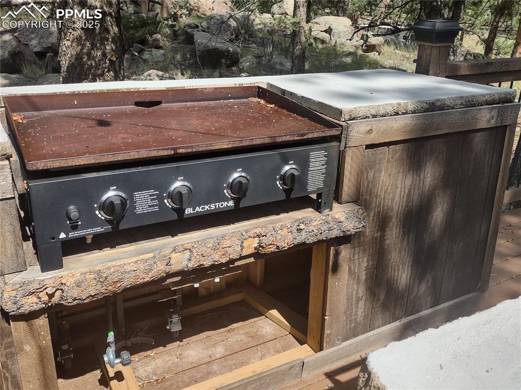 1176 Trail Creek Road Lake George, CO 80827 - Photo 21 of 48 a stove top oven sitting inside of a kitchen