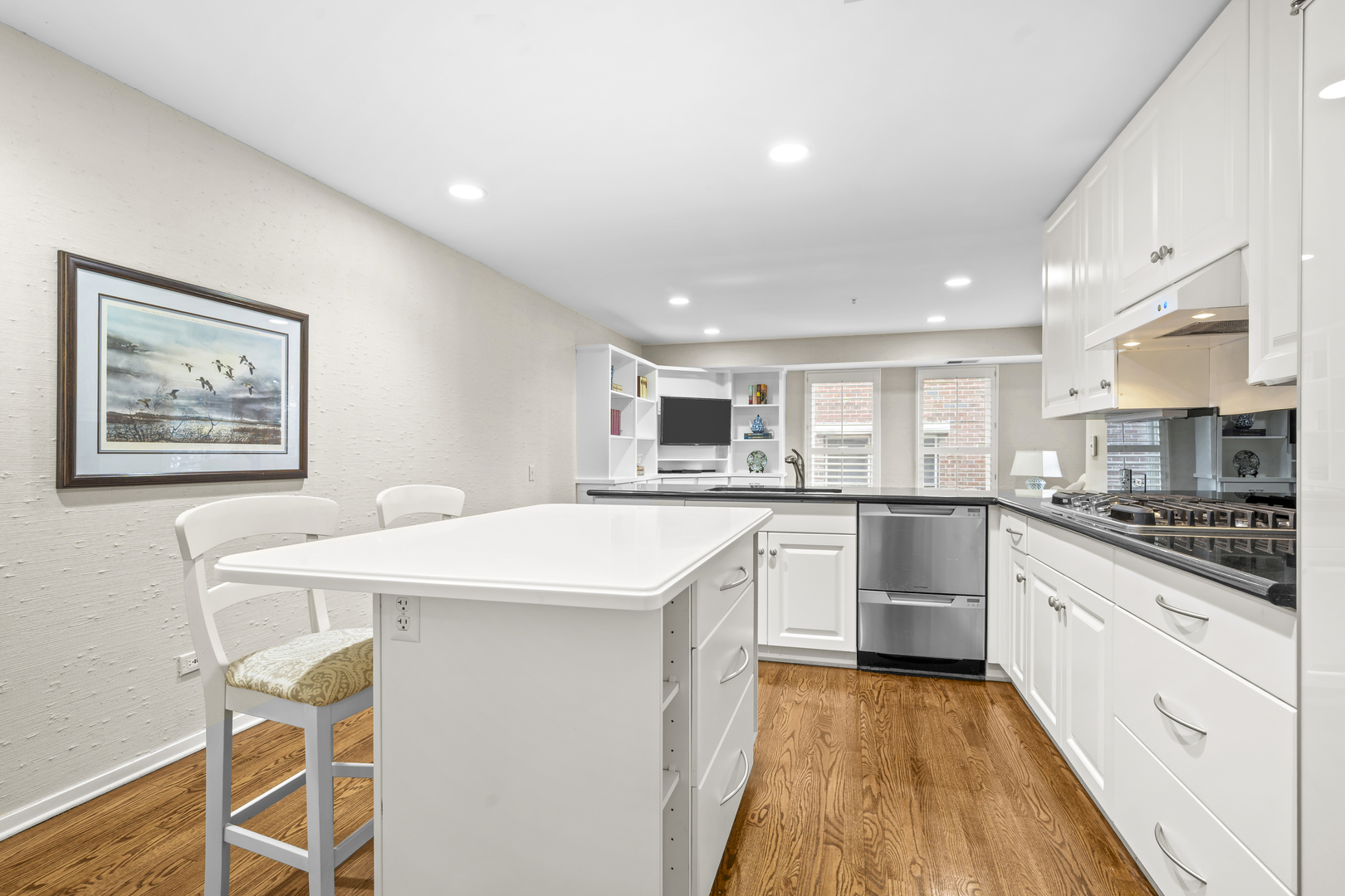 380 Green Bay Road, Unit 1B Winnetka, IL 60093 - Photo 11 of 19 a kitchen with stainless steel appliances kitchen island granite countertop a sink and cabinets