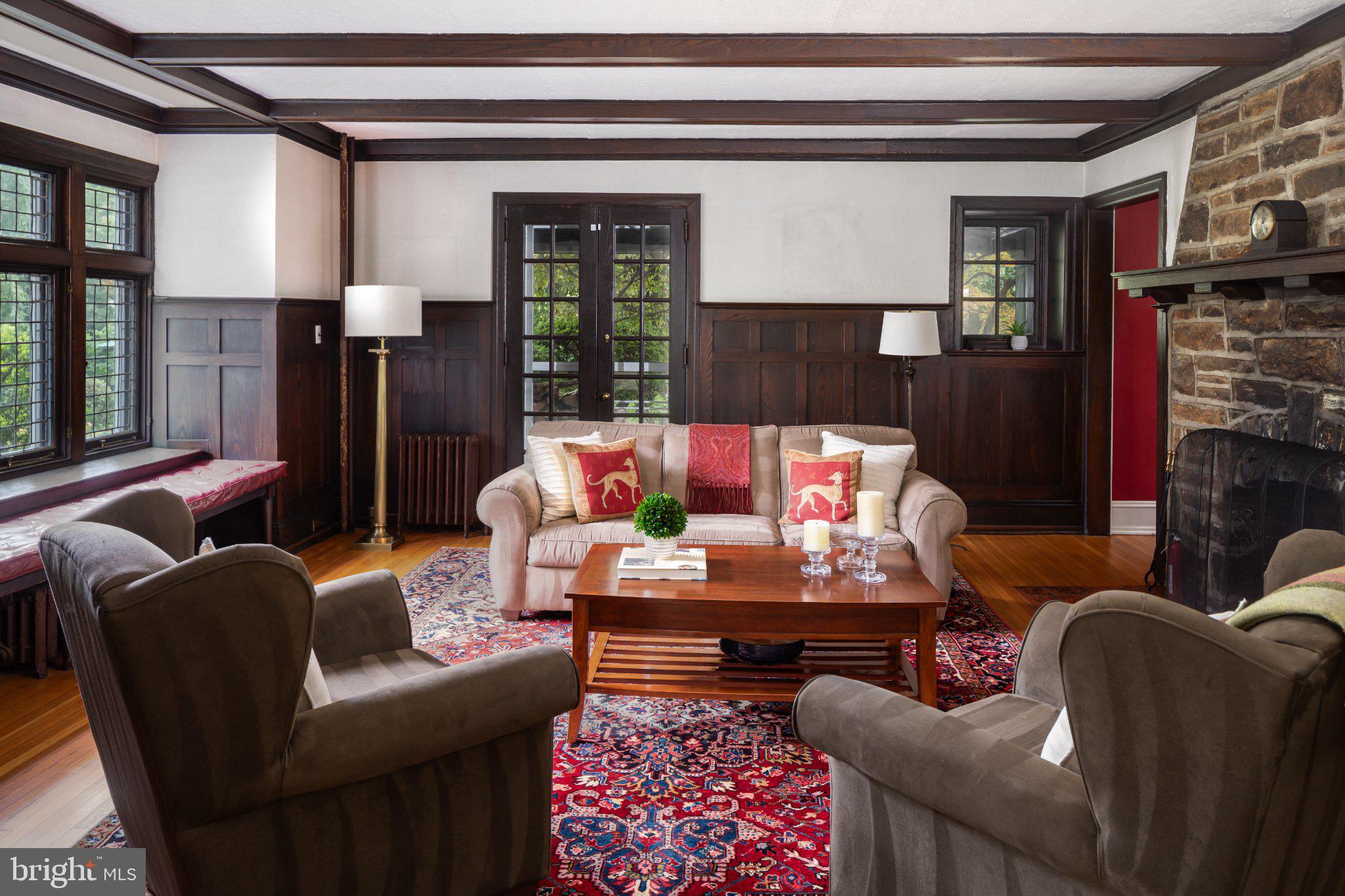 123 Penarth Road Bala Cynwyd, PA 19004 - Photo 14 of 62 Formal Living Room w/ Stone Fireplace