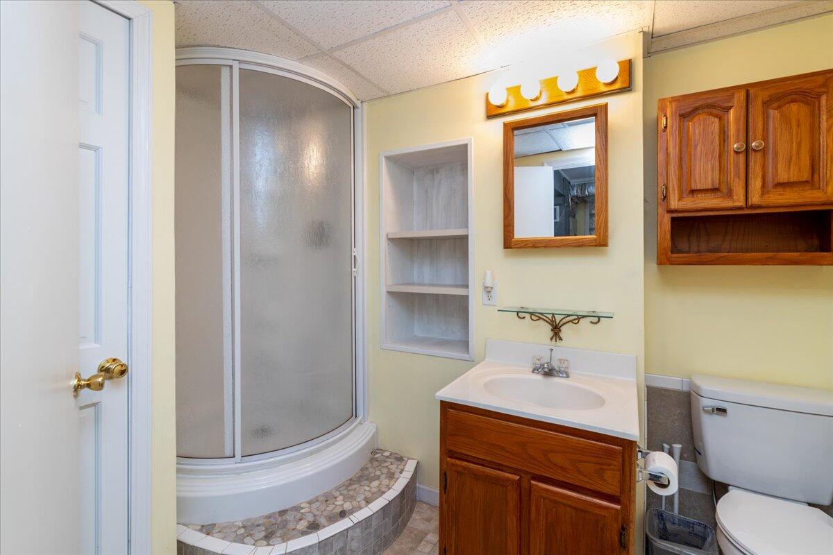 264 Pine Knob Circle Moneta, VA 24121 - Photo 43 of 67 a bathroom with a toilet sink and shower