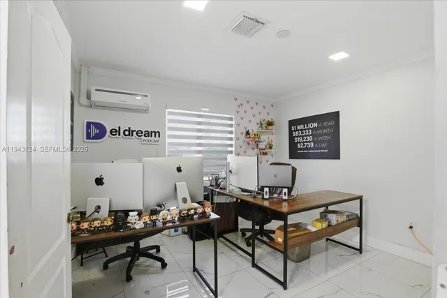 a living room with furniture