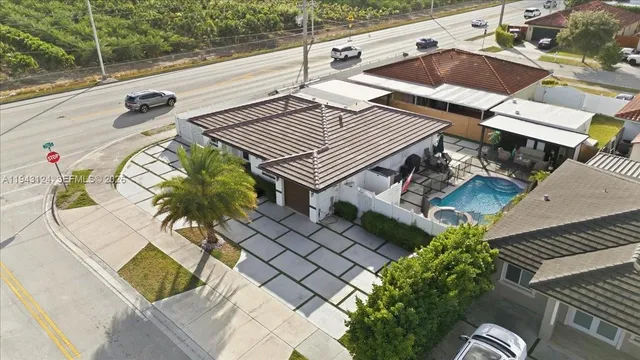 an aerial view of a house