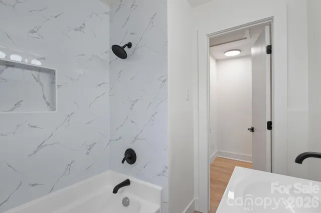 a bathroom with a tub