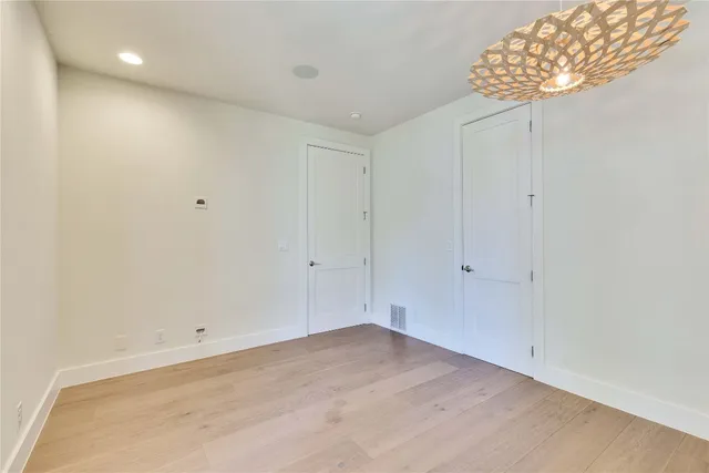 a view of a room with a window