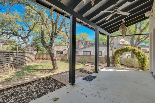 a view of a porch with a yard