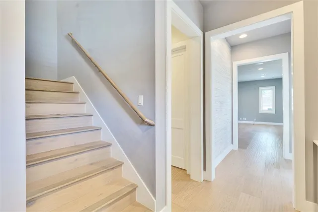 a view of entryway with wooden floor