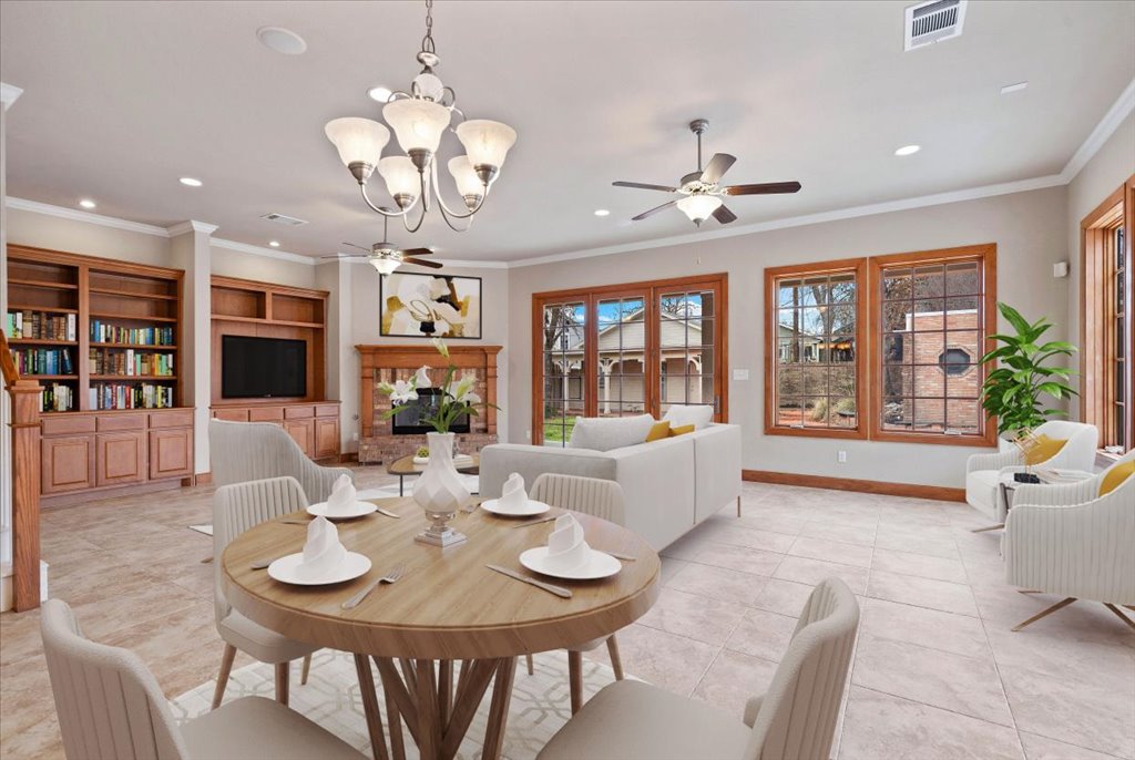 3006 Washington Square Austin, TX 78705 - Photo 13 of 40 a view of a dining room with furniture wooden floor and chandelier