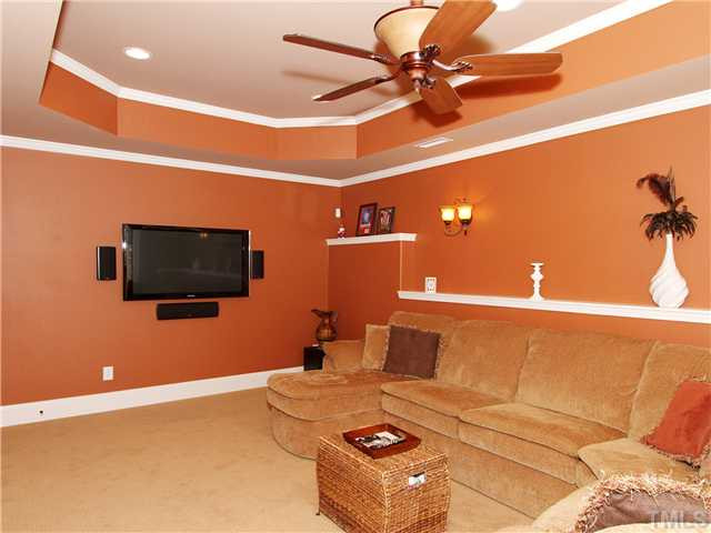 2816 Peachleaf Street Raleigh, NC 27614 - Photo 18 of 25 Living Area/Media Room in Lower Level - Enjoy Your Favorite Movie. There Are Integrated Speakers for a Great Sound Basement