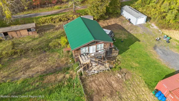 an aerial view of a house