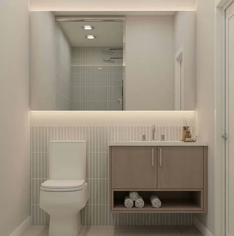 a room with white door and a cabinet