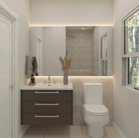 a view of a bathroom with a shower