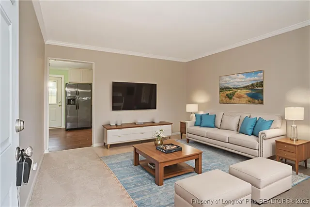 a living room with furniture and a flat screen tv