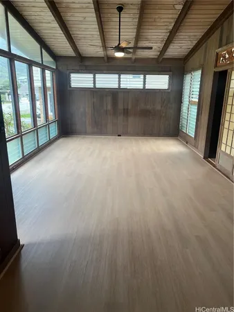 an empty room with windows