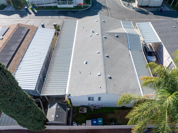 an aerial view of a large building