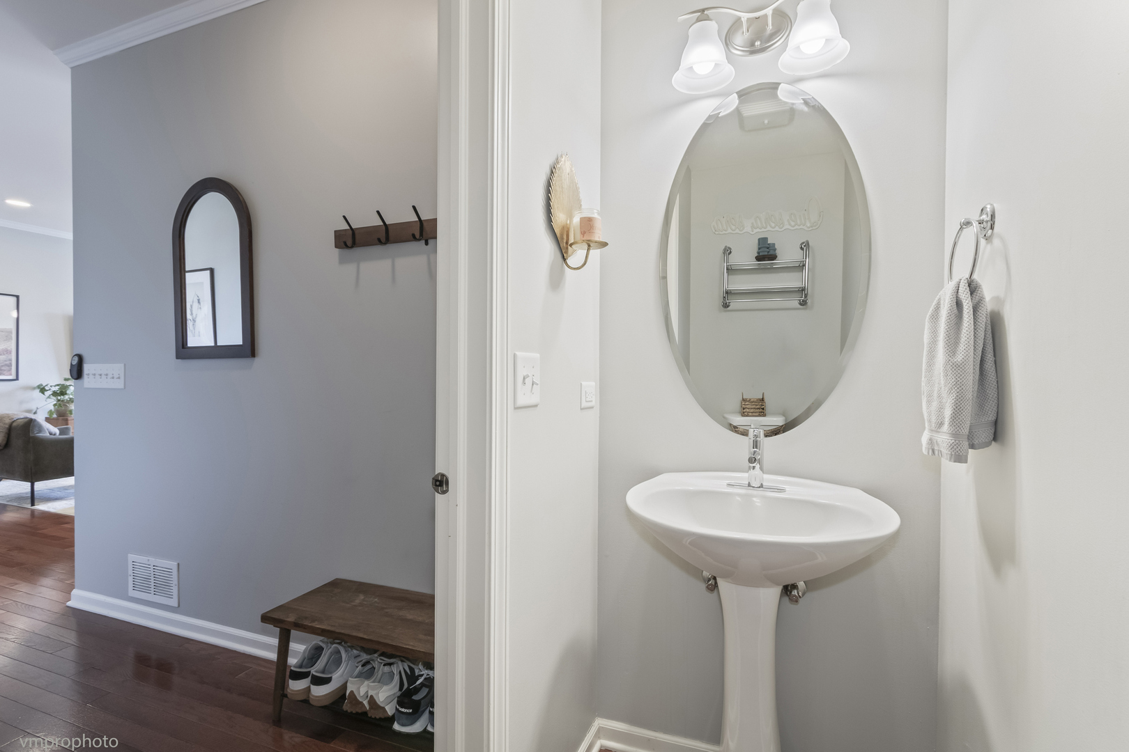 28 East Moseley Road Palatine, IL 60074 - Photo 19 of 25 a bathroom with a sink a mirror and shower