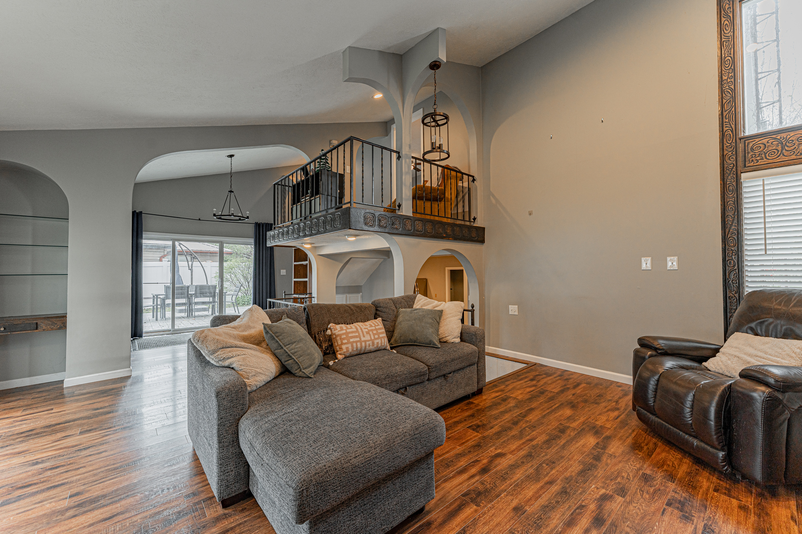 805 South Grove Street Normal, IL 61761 - Photo 14 of 32 a living room with furniture a fireplace and wooden floor