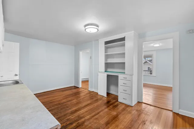 a bedroom with a bed and closet