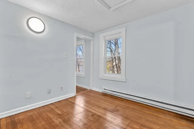 an empty room with windows