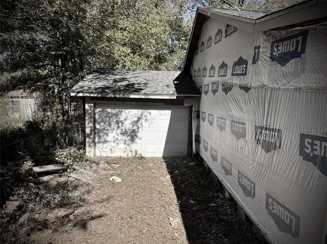 a view of a house with a small space