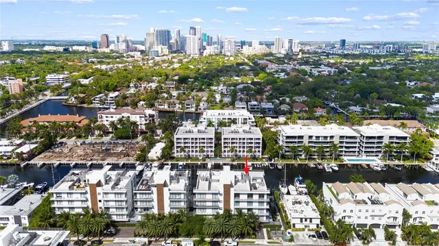 a view of a lake with houses