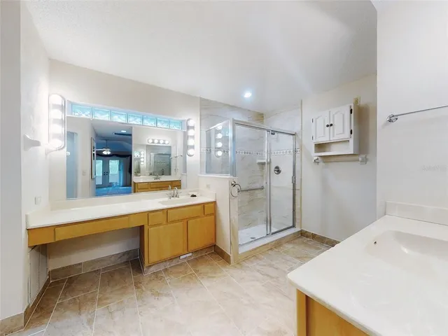 an aerial view of a house with a garden