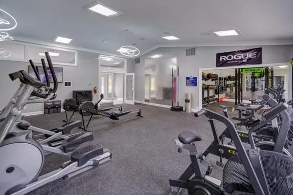 a view of a room with gym equipment