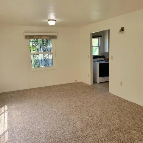 an empty room with windows