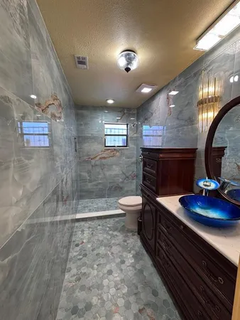 a bathroom with a shower