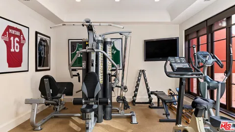 a view of a room with gym equipment