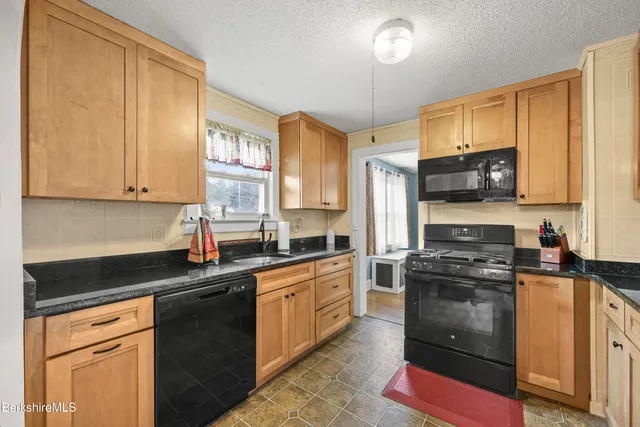 a kitchen with stainless steel appliances granite countertop a stove a sink dishwasher and a refrigerator