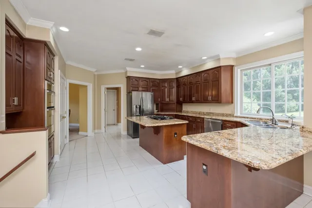 a room with a fireplace