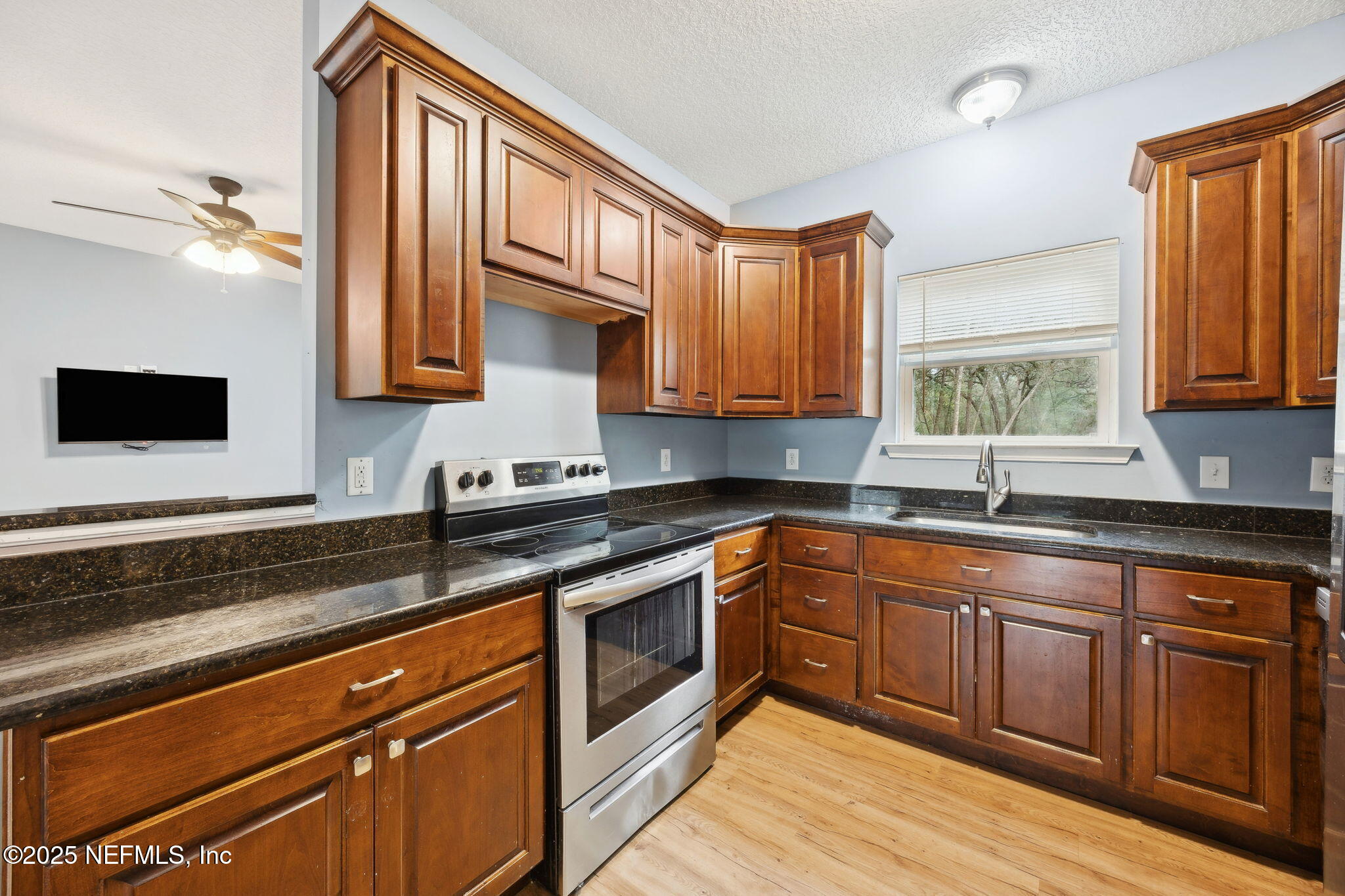 85484 Miner Road Yulee, FL 32097 - Photo 17 of 38 a kitchen with granite countertop a sink stainless steel appliances and cabinets