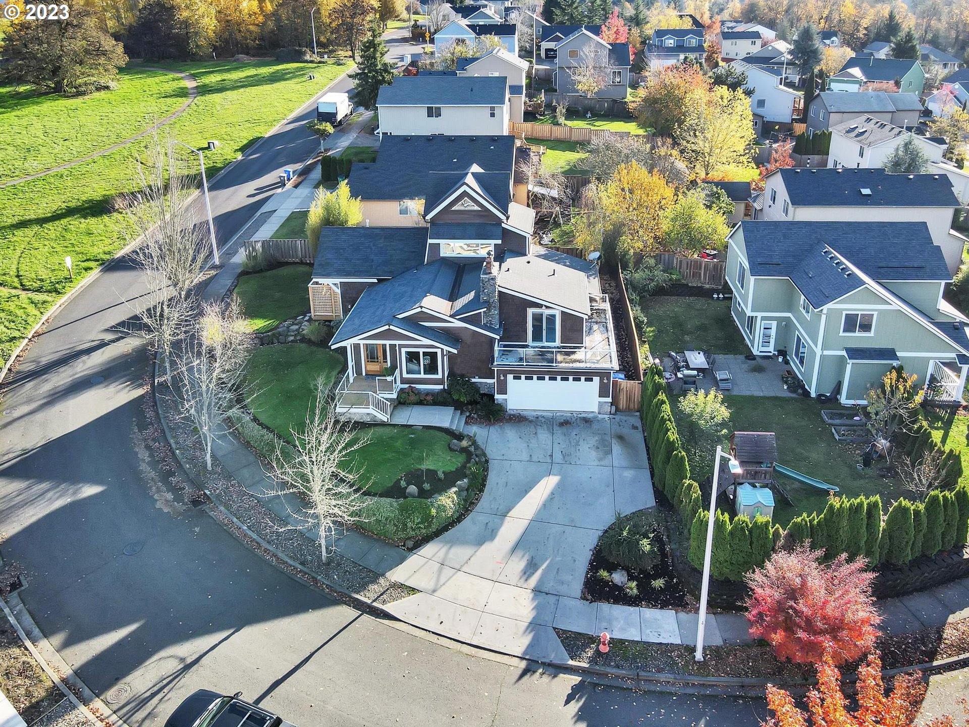 15125 Southeast Aston Loop Portland, OR 97236 - Photo 38 of 42 an aerial view of a house with a garden