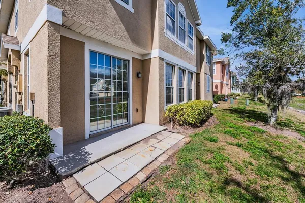 a view of a garden with pathway
