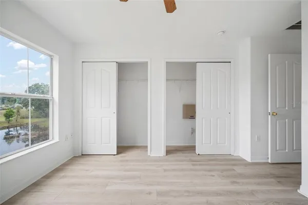 an empty room with windows