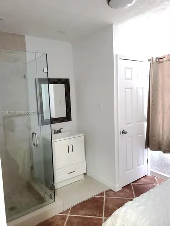 a room with table and window