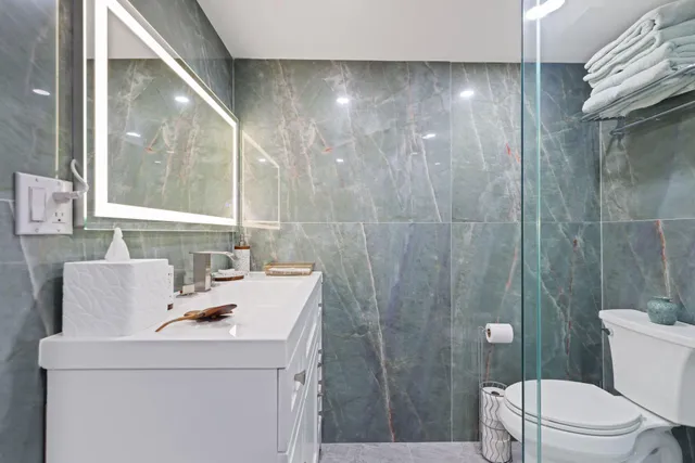 a bathroom with a shower