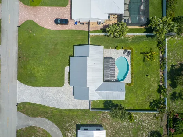 an aerial view of a house