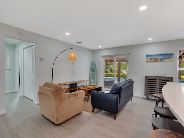 a living room with furniture