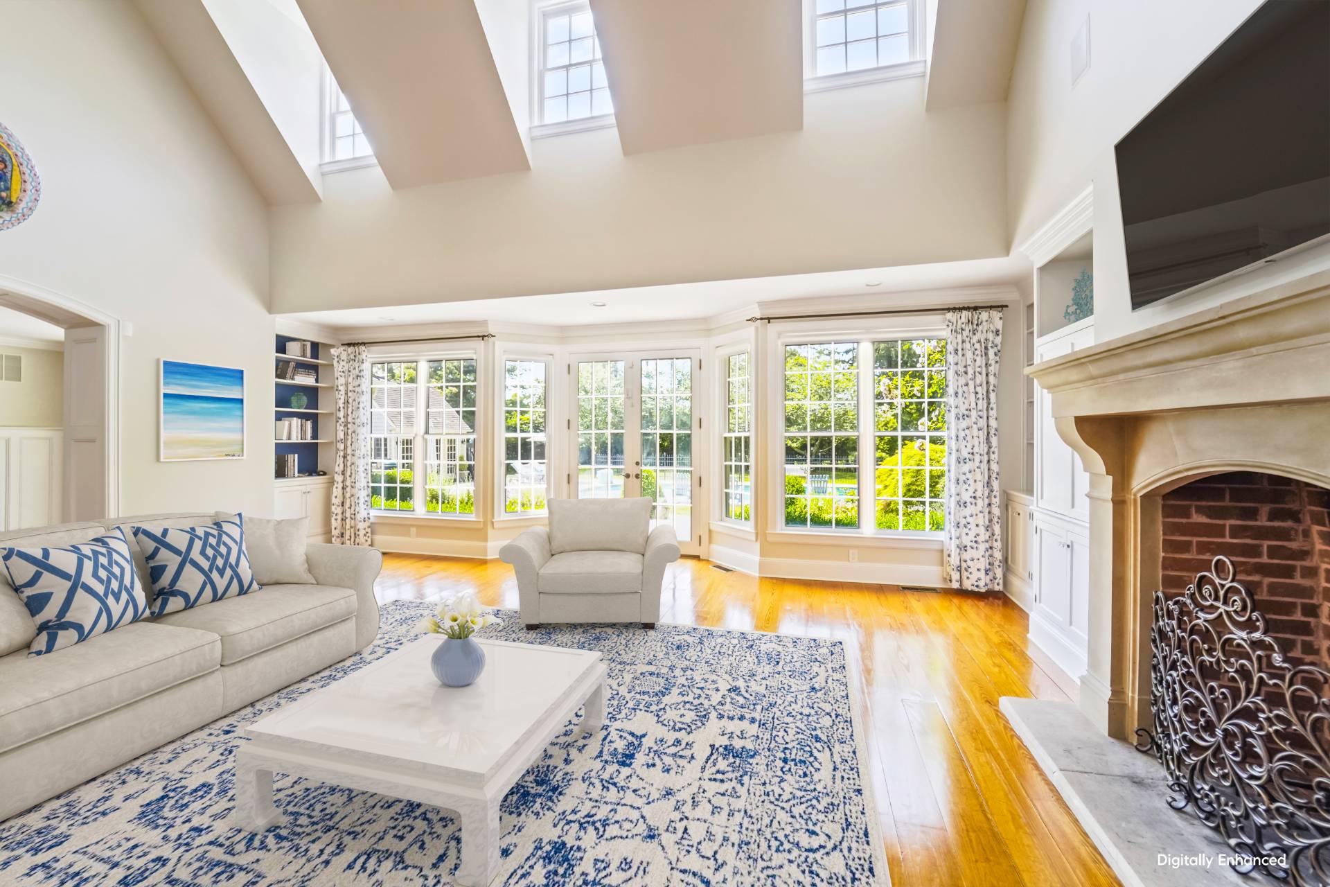53 South Road Westhampton Beach, NY 11978 - Photo 6 of 28 a living room with furniture and a fireplace