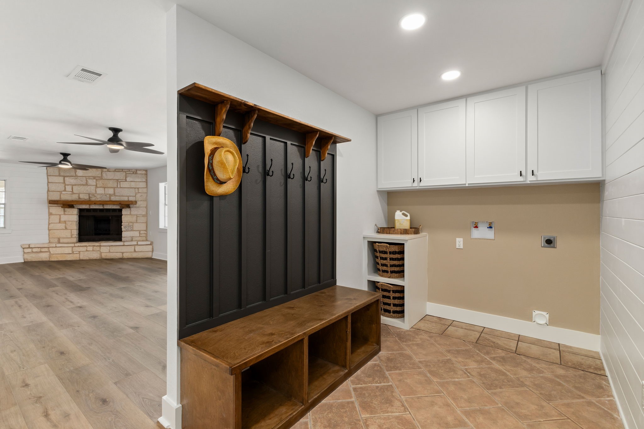 1195 Track Road New Ulm, TX 78950 - Photo 28 of 49 a view of kitchen with cabinets and wooden floor