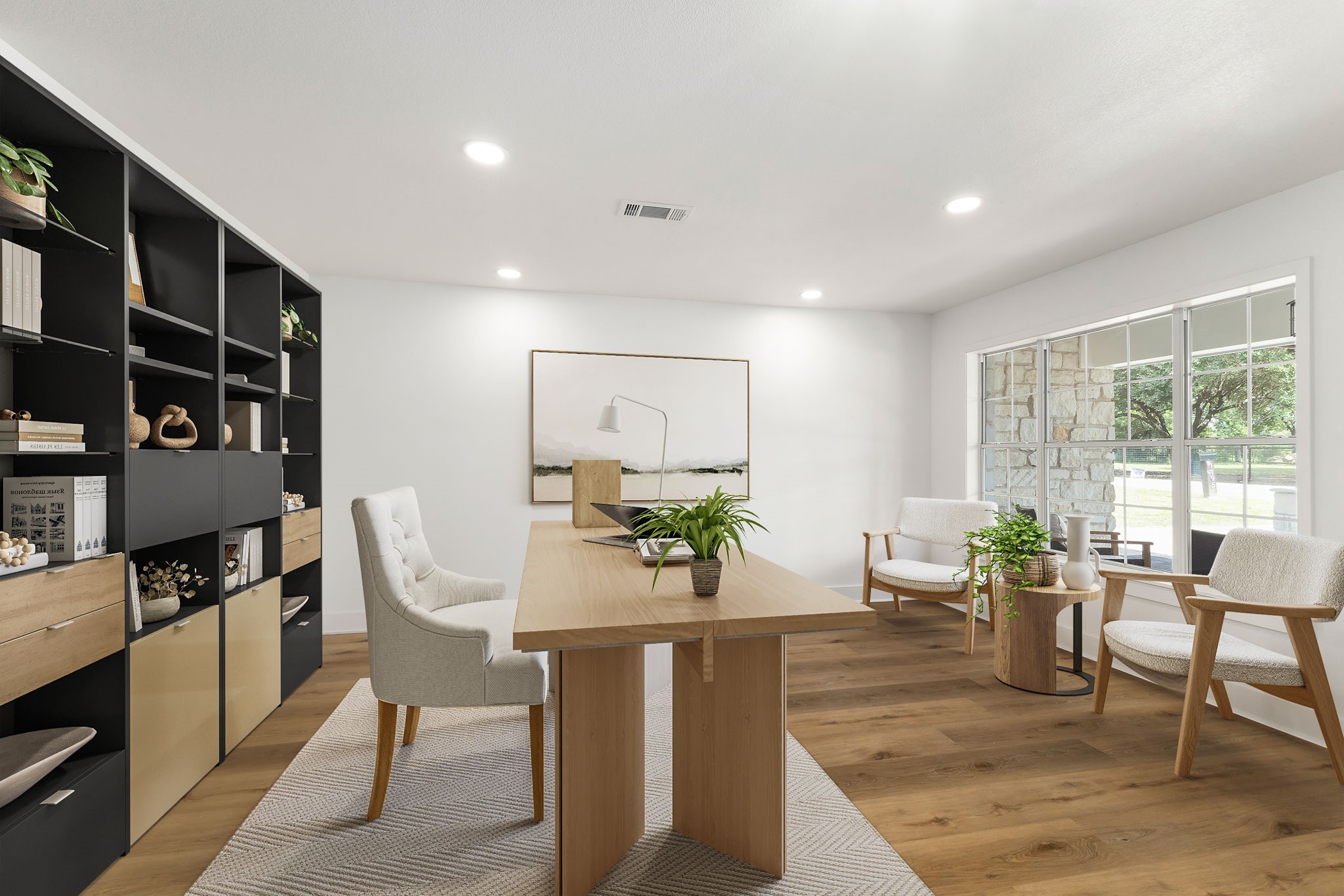 1195 Track Road New Ulm, TX 78950 - Photo 5 of 49 a living room with fireplace furniture and a potted plant