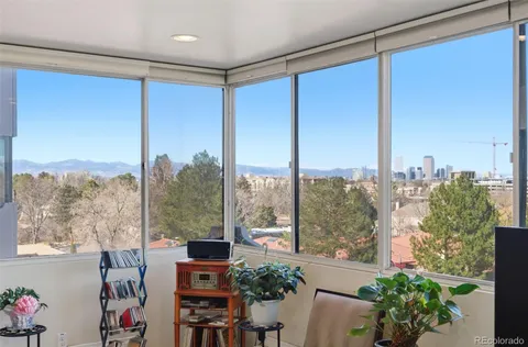 a view of a city from a living room