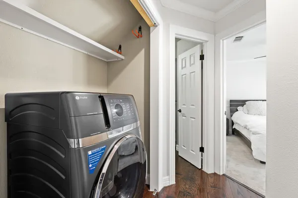 a view of a hallway with workspace